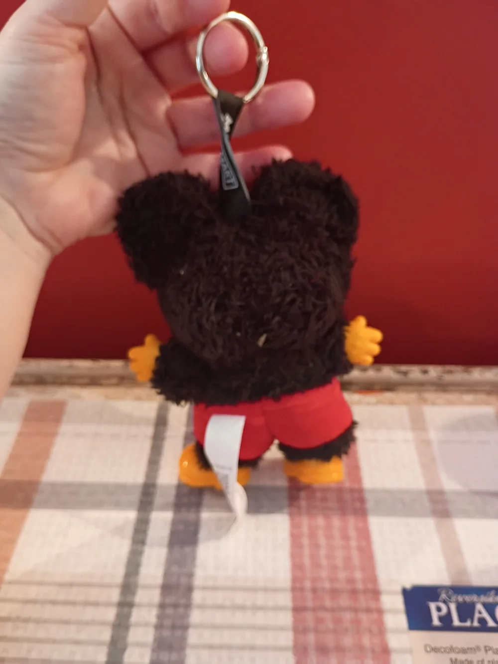 Mickey Mouse Plush Keychain - Black/Red Novelty Card & Key Holder